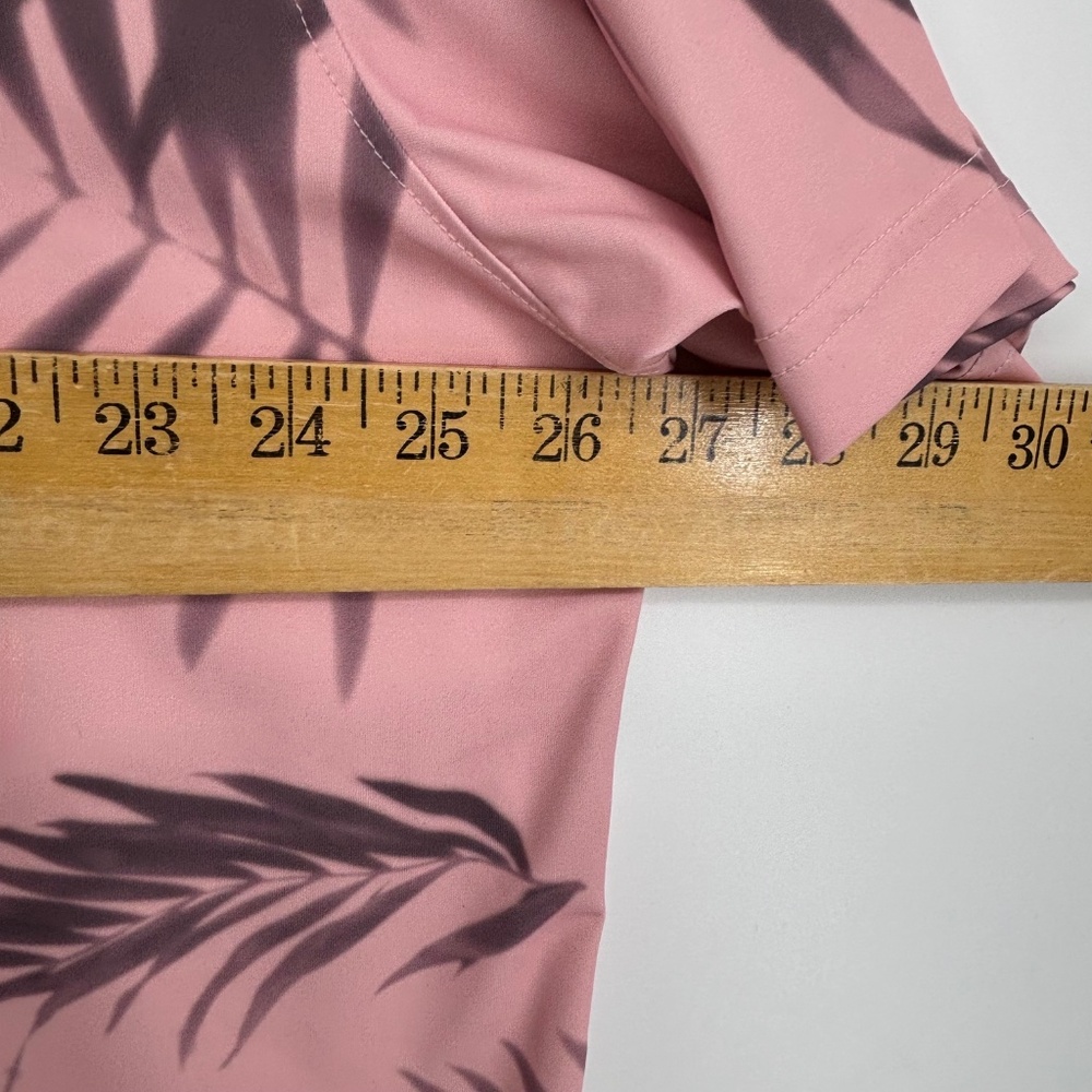 Walter Hagen Mens XXL Golf Polo Shirt Pink Purple Tropical Leaf Print Short Slv - Picture 7 of 8